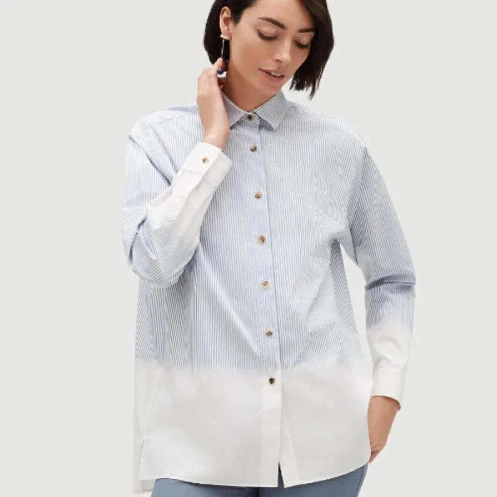 Lafayette 148 New York, Spice Multi Everson Dip-Dye Shirt, Size M, EUC. - Picture 10 of 11